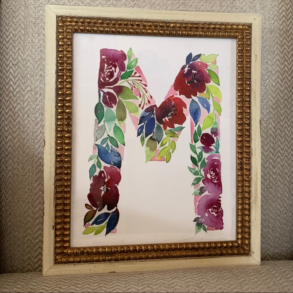 Anthropologie Floral Letter M Wall Art — Multicolor